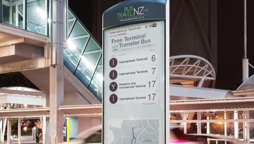 Auckland Airport public transit gets a helping hand from Urban, the e-paper bus stop